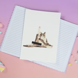Witziges Katzenbild, Kunstdruck Katze, Katzenkunst, Katzenkarte, Grußkarte Katze