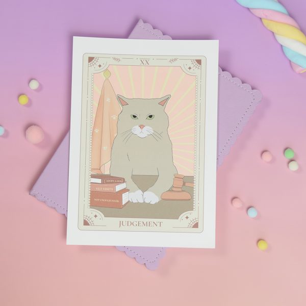 Katzenprint, Tarot Print, Kunstdruck Katze, Katzenkunst, Katzenkarte, Grußkarte Katze