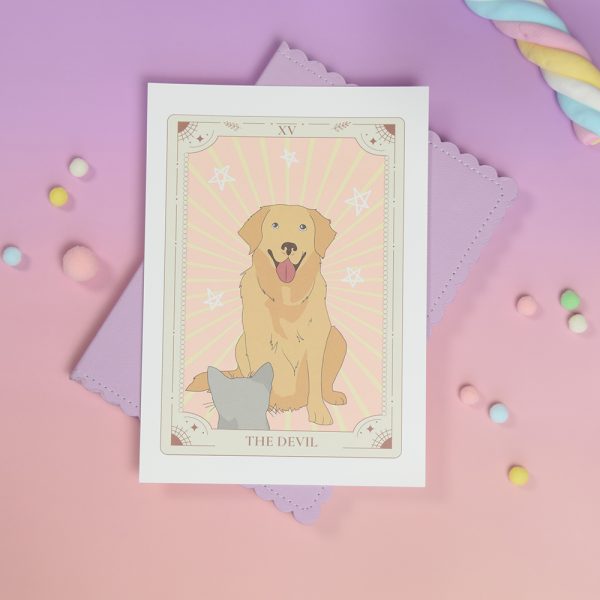 Katzenprint, Tarot Print, Kunstdruck Katze, Katzenkunst, Katzenkarte, Grußkarte Katze