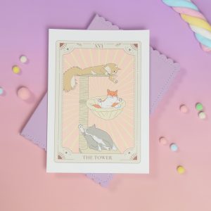 Katzenprint, Tarot Print, Kunstdruck Katze, Katzenkunst, Katzenkarte, Grußkarte Katze