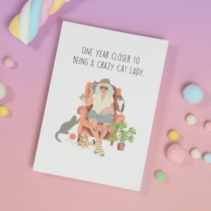 Geburtstagskarte, Glückwunschkarte, Postkarte, Grußkarte, Katze Karte, witzige Karte mit Spruch, Katzenmama