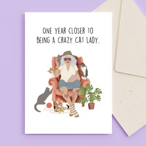 Crazy Catlady Karte, Glückwunschkarte, Karte Katze, witzige Karte