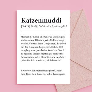 Katzenmuddi Definition, Katzenmama Beschreibung, Karte Katze
