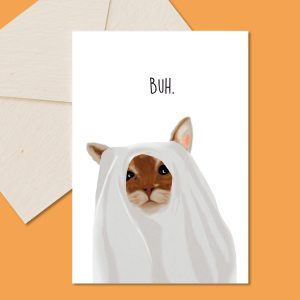 Halloween Karte, Katze Halloween, Buh, Geist