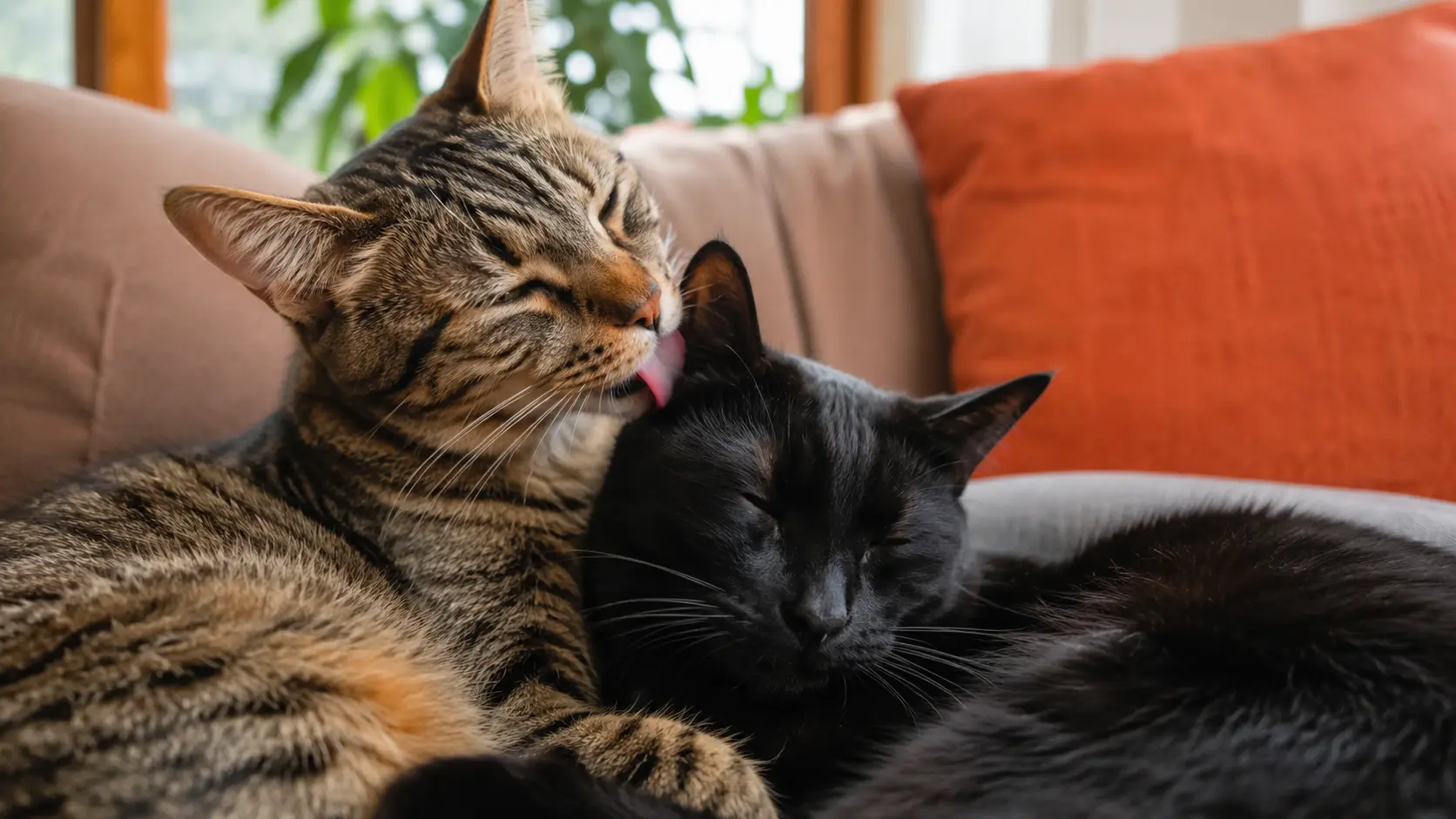 Katzen Liebesbisse – zwei Samtpfoten beim sozialen Allogrooming