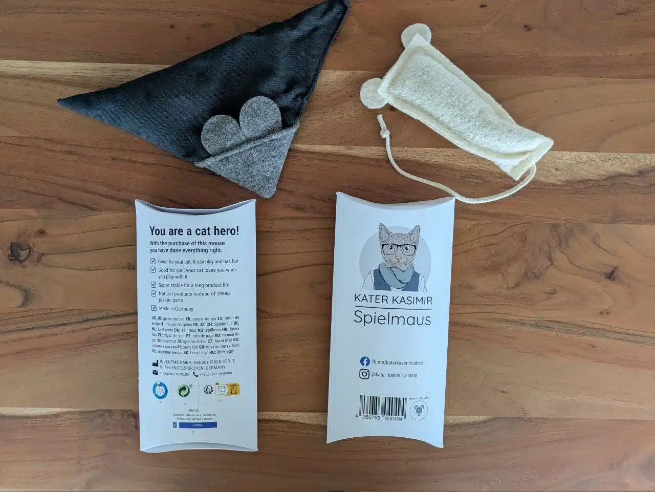 Catnip-Kissen von Kater Kasimir mit Verpackung