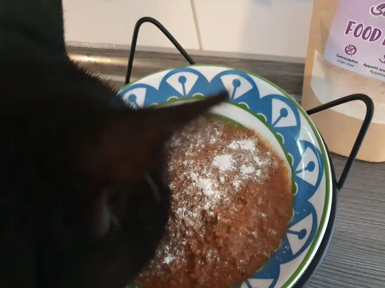 Katze Tutti frisst Nassfutter mit Porta21 Food Booster Pulver