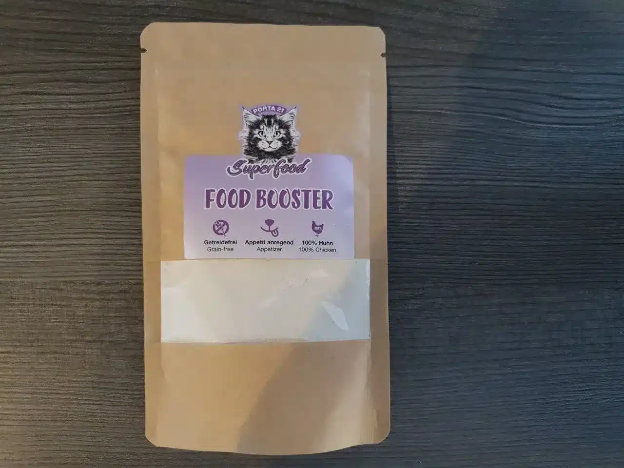 Porta21 Superfood Food Booster für Katzen, Vorderseite der 40-Gramm-Packung