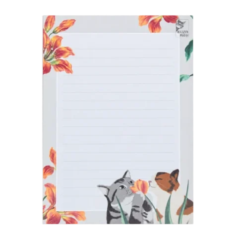 Notizblock Katze, A5, Schreibblock Blumen