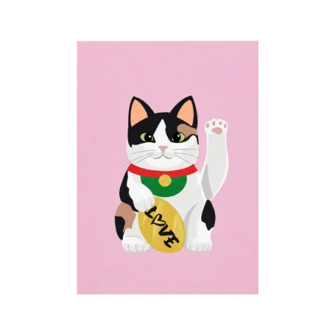 Katzen Kunstdruck A5 „Glückskatze“, Winkekatze